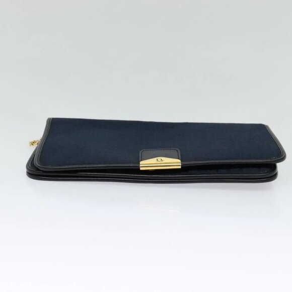 Christian Dior Trotter Canvas Chain Shoulder Bag Navy Gold Auth 125985 - Picture 7 of 16